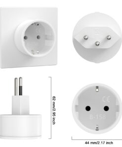 Adaptateur prise suisse pour fiche Schuko avec terre, lot de trois, vue de trois quarts