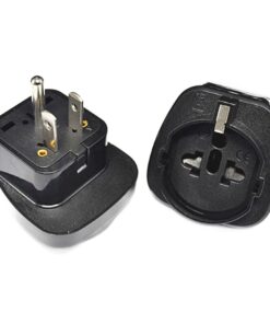 Adaptateur prise USA type B avec terre, entrée européenne et universelle, vue de face