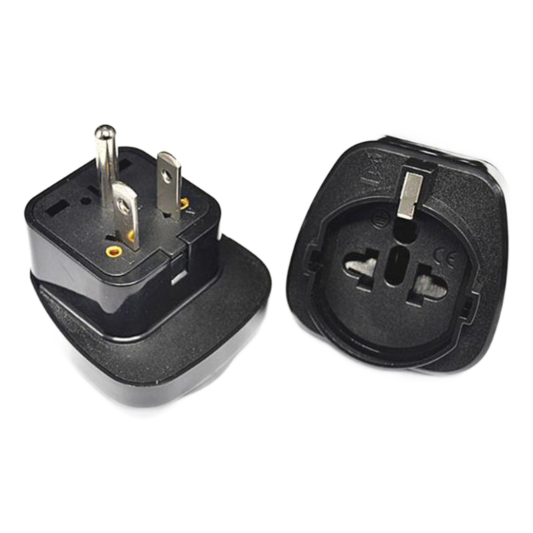 Adaptateur prise USA type B avec terre, entrée européenne et universelle Adaptateur prise USA type B avec terre, entrée européenne et universelle, vue de face