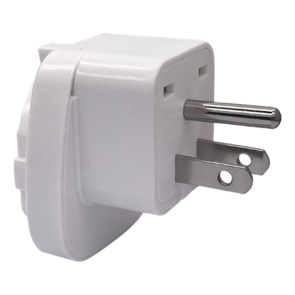 Adaptateur prise USA type B avec terre, entrée européenne et universelle Adaptateur prise USA type B avec terre, entrée européenne et universelle, vue de profil