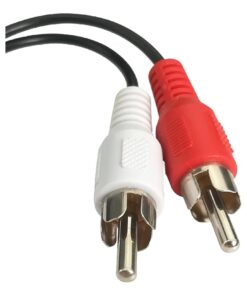 Adaptateur RCA jack, câble Y de 10 cm vers deux RCA femelles, vue de trois quarts
