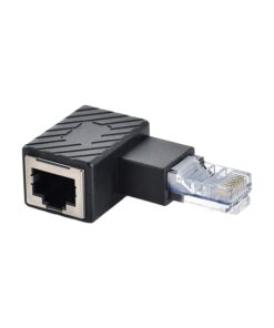 Adaptateur RJ45 coudé à 90 degrés, mâle vers femelle, vue de face