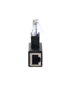 Adaptateur RJ45 coudé à 90 degrés, mâle vers femelle, vue de profil