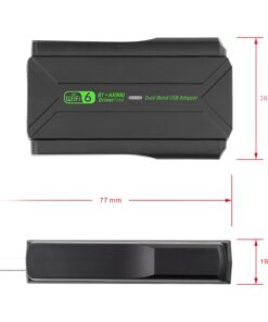 Adaptateur USB bluetooth 5.4 et Wi-Fi 6, antenne externe, vue de trois quarts