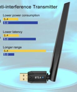 Adaptateur USB Bluetooth 5.4, portée de 150 m, pour PC Windows, vue arriere