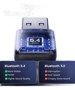 Adaptateur USB bluetooth 5.4 pour souris, clavier et casque, vue arriere