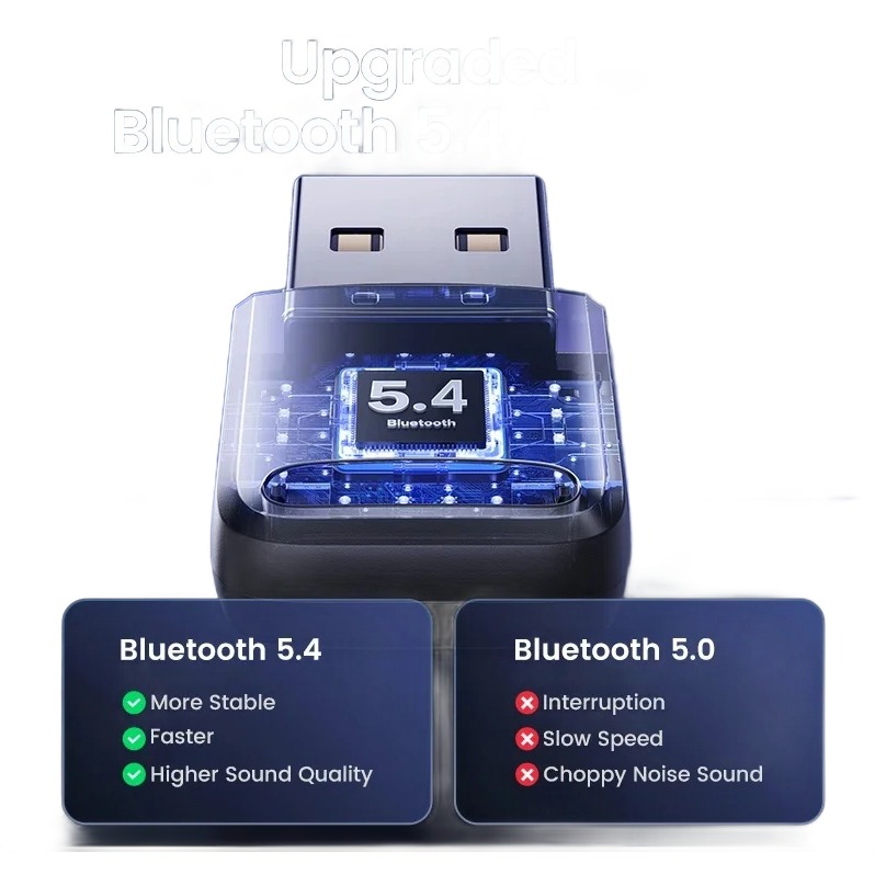 Adaptateur USB bluetooth 5.4 pour souris, clavier et casque Adaptateur USB bluetooth 5.4 pour souris, clavier et casque, vue arriere
