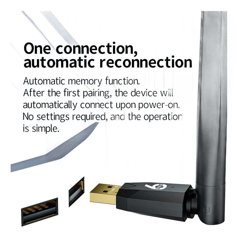 Adaptateur USB Bluetooth pour ordinateur fixe ou portable Adaptateur USB Bluetooth pour ordinateur fixe ou portable, vue de trois quarts