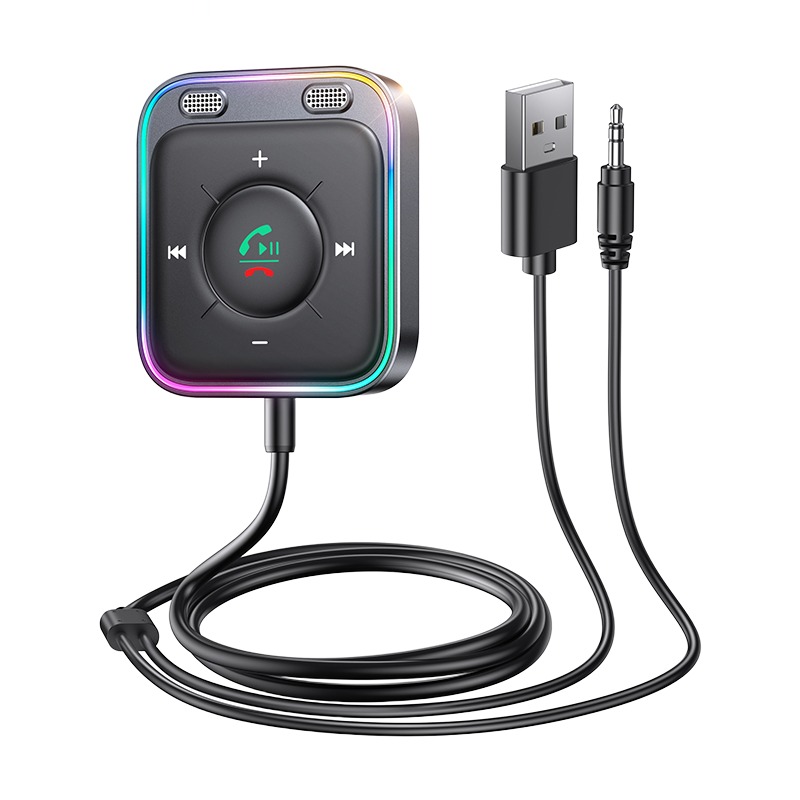 Adaptateur USB Bluetooth pour voiture, micro et prise 3,5 mm Adaptateur USB Bluetooth pour voiture, micro et prise 3,5 mm, vue principale