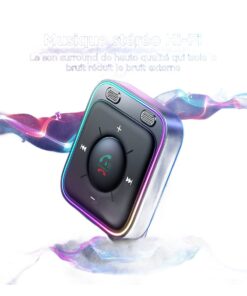 Adaptateur USB Bluetooth pour voiture, micro et prise 3,5 mm, vue de trois quarts