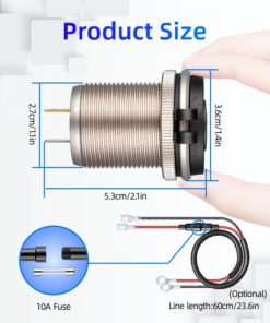 Adaptateur USB-C 12 V pour voiture avec voltmètre, prise à encastrer, detail