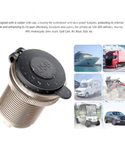 Adaptateur USB-C 12 V pour voiture avec voltmètre, prise à encastrer, vue arriere