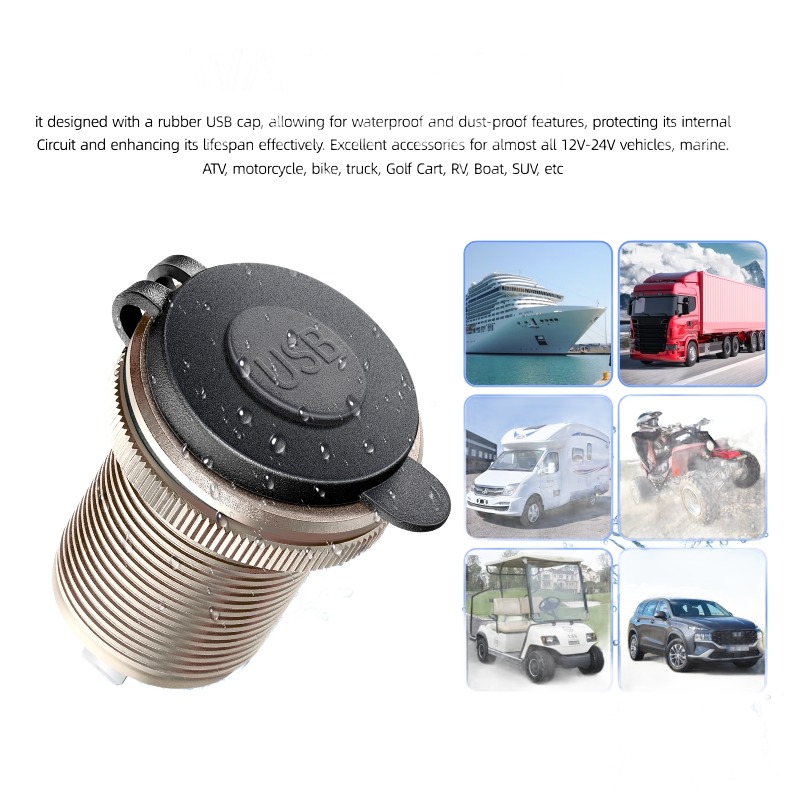 Adaptateur USB-C 12 V pour voiture avec voltmètre, prise à encastrer Adaptateur USB-C 12 V pour voiture avec voltmètre, prise à encastrer, vue arriere