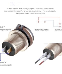 Adaptateur USB-C 12 V pour voiture avec voltmètre, prise à encastrer, vue de profil