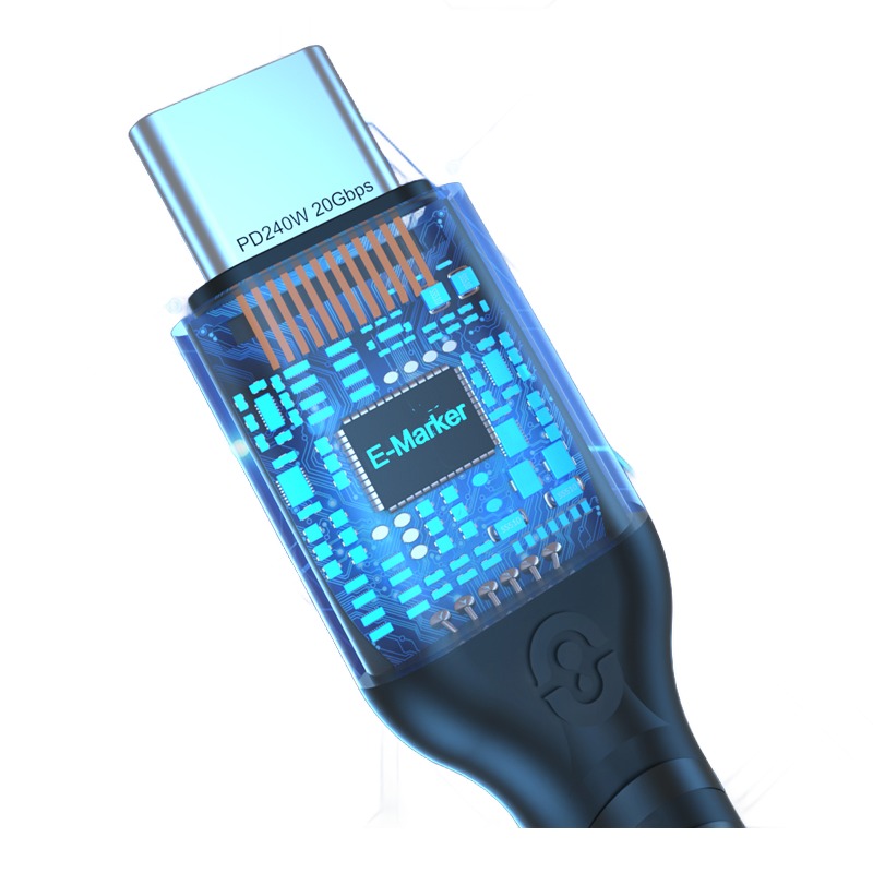 Adaptateur USB-C 20 Gbit/s et 240 W, jusqu’à 5 mètres Adaptateur USB-C 20 Gbit/s et 240 W, jusqu'à 5 mètres, vue de face