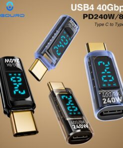 Adaptateur USB-C 40 Gbit avec afficheur de puissance, vue de face