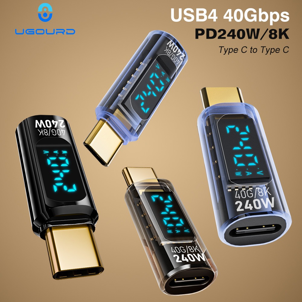 Adaptateur USB-C 40 Gbit avec afficheur de puissance Adaptateur USB-C 40 Gbit avec afficheur de puissance, vue de face
