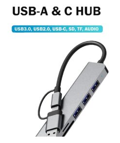 Adaptateur USB-C 8 en 1 avec deux ports USB 3.0, vue de face