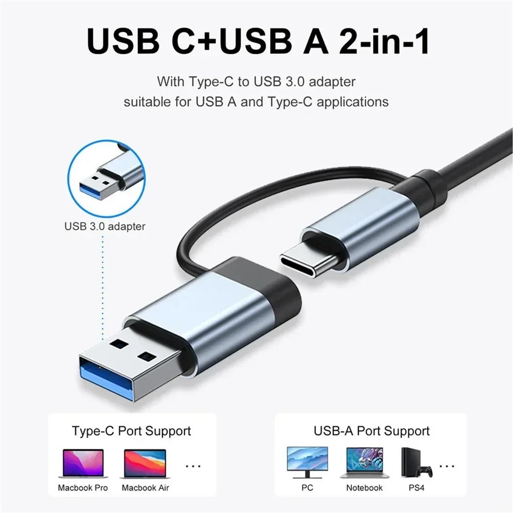 Adaptateur USB-C 8 en 1 avec lecteur de cartes, gris Adaptateur USB-C 8 en 1 avec lecteur de cartes, gris, vue de trois quarts