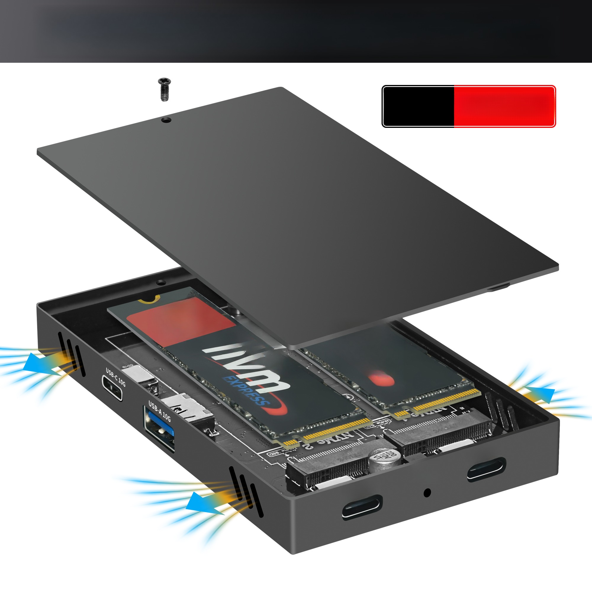 Adaptateur USB-C à deux baies pour disques NVME Adaptateur USB-C à deux baies pour disques NVME, vue principale