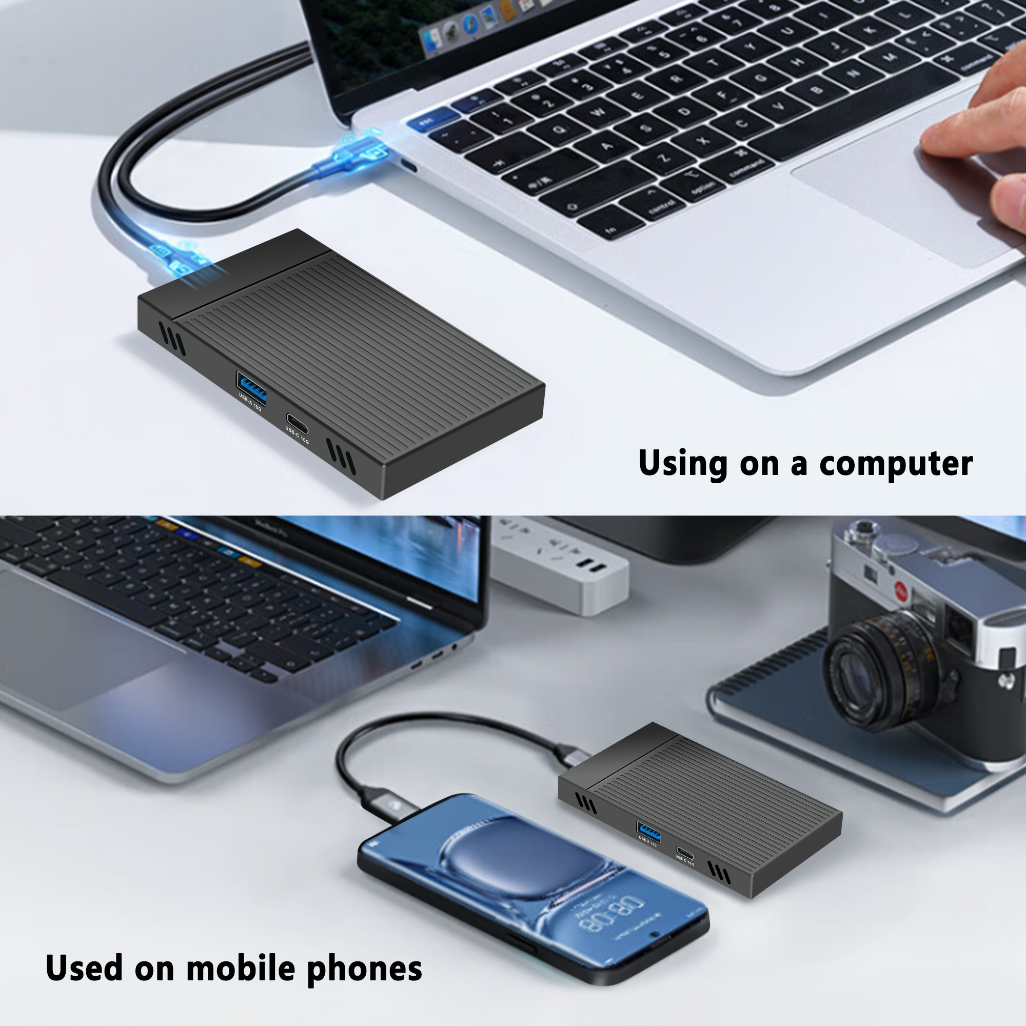 Adaptateur USB-C à deux baies pour disques NVME Adaptateur USB-C à deux baies pour disques NVME, detail