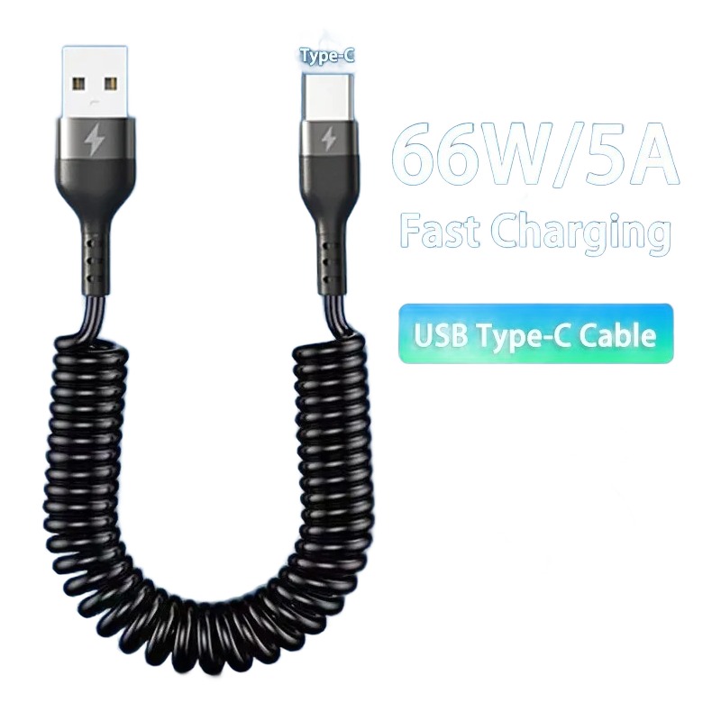 Adaptateur USB-C à ressort pour voiture, 66 W Adaptateur USB-C à ressort pour voiture, 66 W, vue de trois quarts