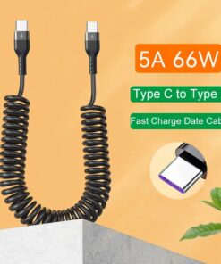 Adaptateur USB-C à ressort pour voiture, 66 W, vue de face