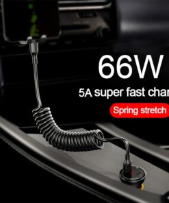 Adaptateur USB-C à ressort pour voiture, 66 W, vue arriere