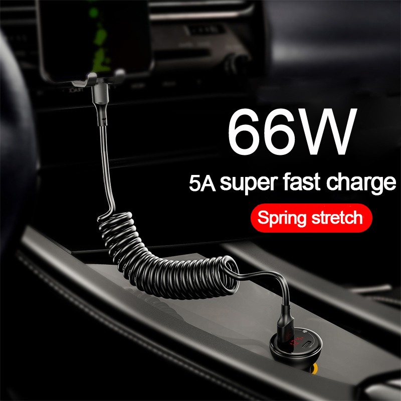 Adaptateur USB-C à ressort pour voiture, 66 W Adaptateur USB-C à ressort pour voiture, 66 W, vue arriere