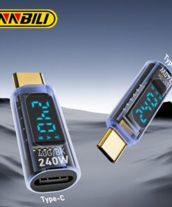 Adaptateur USB-C avec afficheur de puissance et débit, vue principale