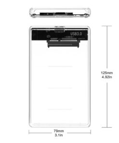 Adaptateur USB-C, boîtier Externe USB-C / USB 3.0 pour Disque Dur SSD, vue de profil