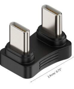 Adaptateur USB-C coudé 180° Mâle vers Femelle 20Gbps 140W, vue de face