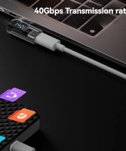 Adaptateur USB-C coudé 90° et U, 40Gbps, PD 140W, 8K 60Hz, vue de trois quarts
