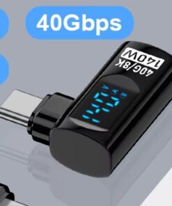 Adaptateur USB-C coudé 90° et U, 40Gbps, PD 140W, 8K 60Hz, vue de face