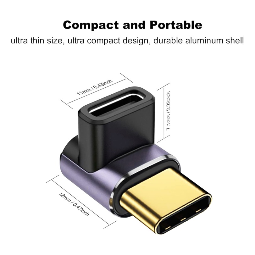 Adaptateur USB-C coude a 90 degres en 40 Gbit par seconde Adaptateur USB-C coude a 90 degres en 40 Gbit par seconde, vue arriere