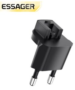 Adaptateur USB-C de prise pour chargeur, noir ou blanc, vue de face