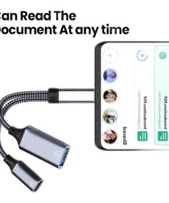 Adaptateur USB-C deux en un, charge et lecture, detail