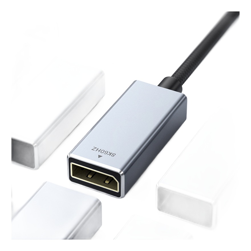 Adaptateur USB C DisplayPort tressé en 8K à 60 Hz Adaptateur USB C DisplayPort tressé en 8K à 60 Hz, vue principale