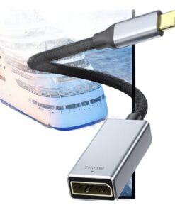 Adaptateur USB C DisplayPort tressé en 8K à 60 Hz, vue de face