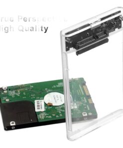 Adaptateur USB-C en boitier pour disque SSD 2,5 pouces, vue de trois quarts