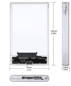 Adaptateur USB-C en boitier pour disque SSD 2,5 pouces, vue de face