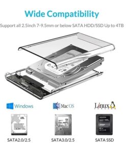 Adaptateur USB-C en boitier pour disque SSD 2,5 pouces, detail