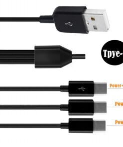 Adaptateur USB-C en cable separateur multi ports, vue de trois quarts