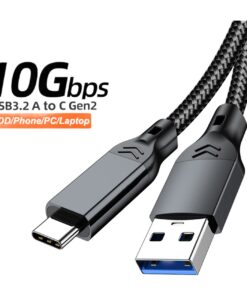 Adaptateur USB-C en cable USB A vers type C 10 Gbit, vue de face