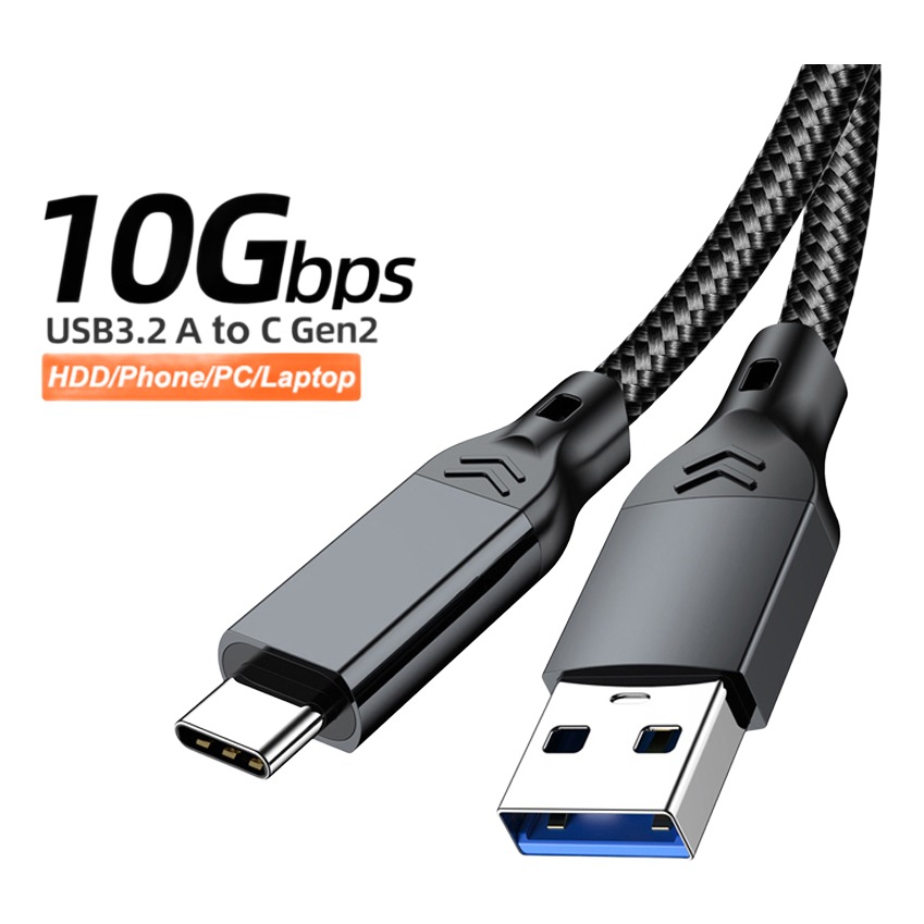 Adaptateur USB-C en cable USB A vers type C 10 Gbit Adaptateur USB-C en cable USB A vers type C 10 Gbit, vue de face