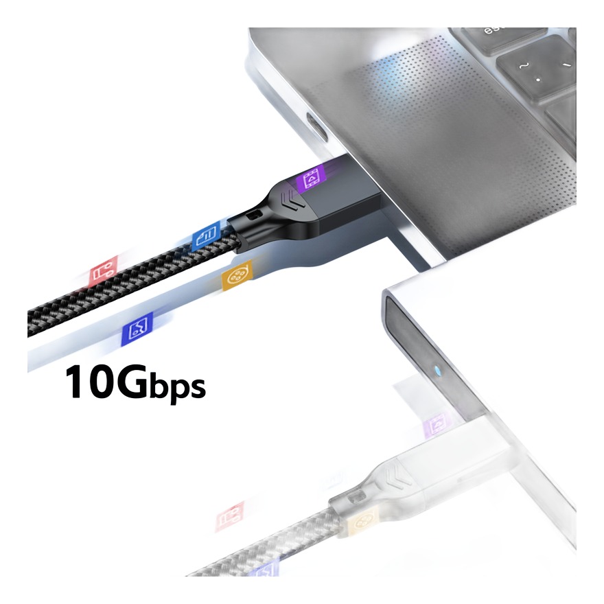 Adaptateur USB-C en cable USB A vers type C 10 Gbit Adaptateur USB-C en cable USB A vers type C 10 Gbit, detail