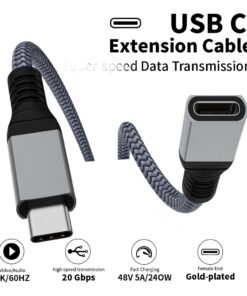 Adaptateur USB-C en rallonge, 20 Gbit/s et vidéo 4K, vue de trois quarts