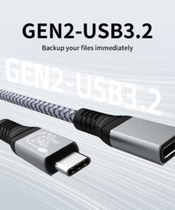 Adaptateur USB-C en rallonge, 20 Gbit/s et vidéo 4K, vue de face