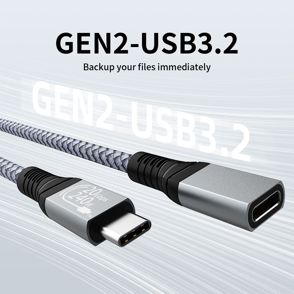 Adaptateur USB-C en rallonge, 20 Gbit/s et vidéo 4K Adaptateur USB-C en rallonge, 20 Gbit/s et vidéo 4K, vue de face