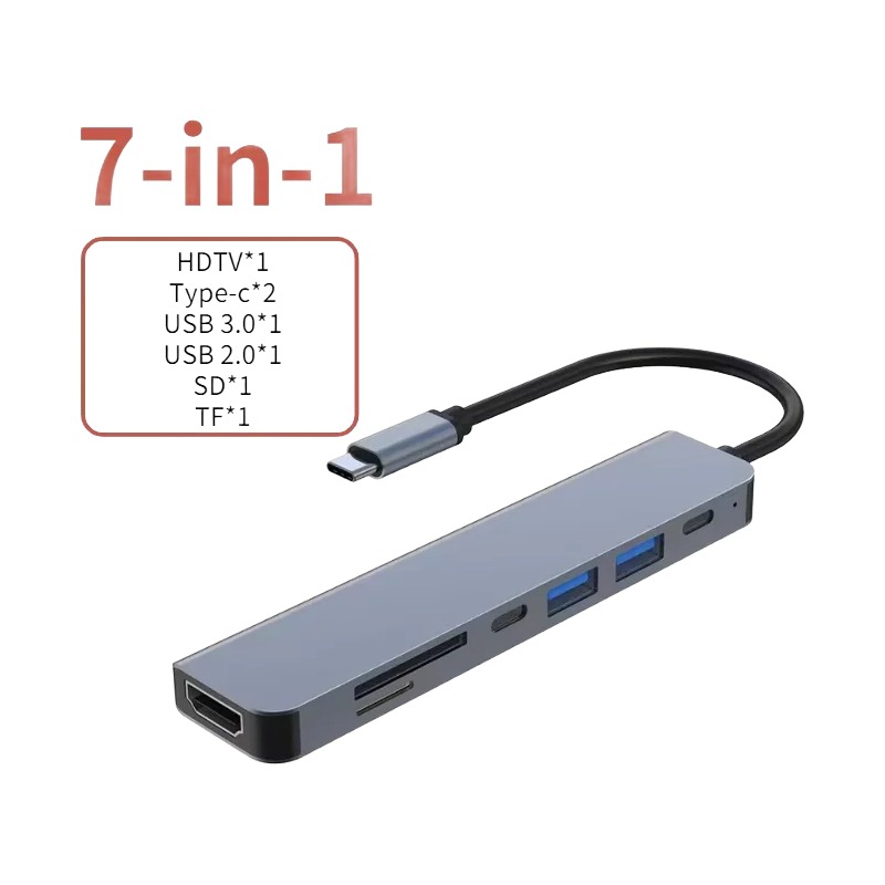 Adaptateur USB-C en station d’accueil, 5 à 8 fonctions Adaptateur USB-C en station d'accueil, 5 à 8 fonctions, vue arriere